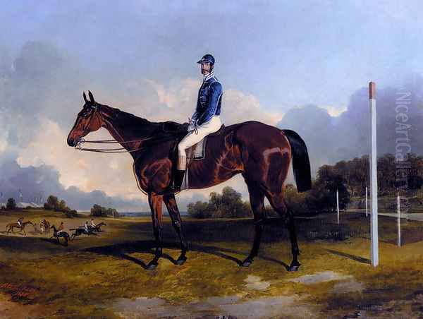 A Racehorse With Jockey Up Oil Painting by Fred Henderson