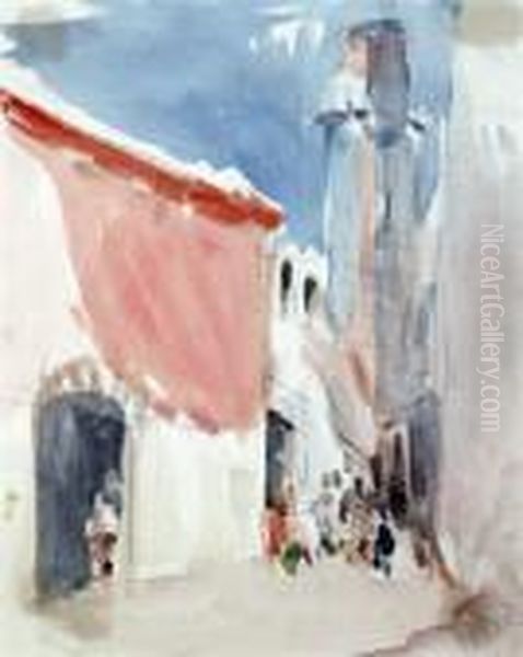 Italian Street Scene Oil Painting by Hercules Brabazon Brabazon