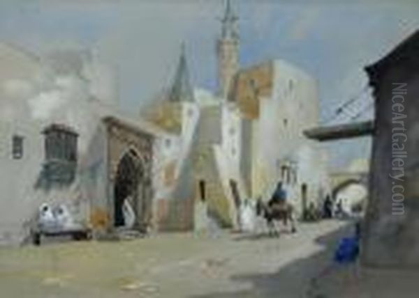 Street Scene Oil Painting by Hercules Brabazon Brabazon