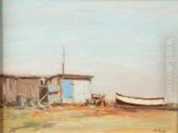 The Boat Sheds Oil Painting by Hercules Brabazon Brabazon