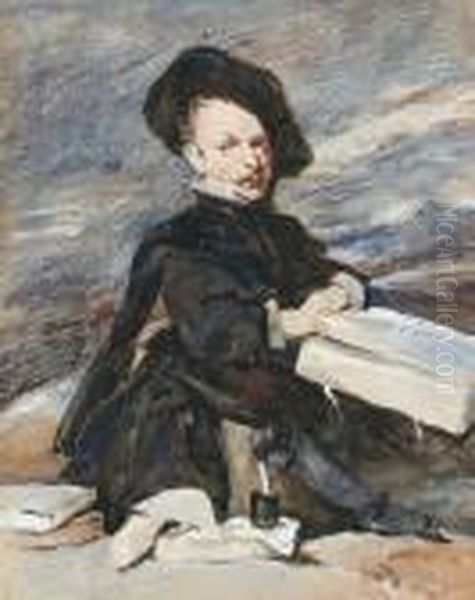 Portrait Of A Dwarf, After Velasquez Oil Painting by Hercules Brabazon Brabazon