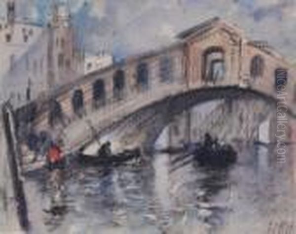 Brabazon - Venetian Bridge Oil Painting by Hercules Brabazon Brabazon