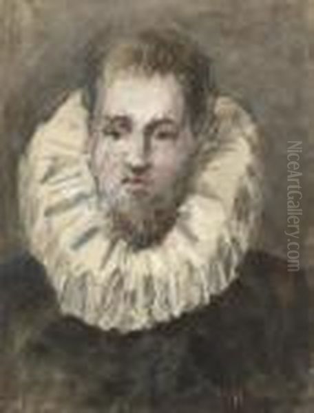 Study Of An Elizabethan Oil Painting by Hercules Brabazon Brabazon