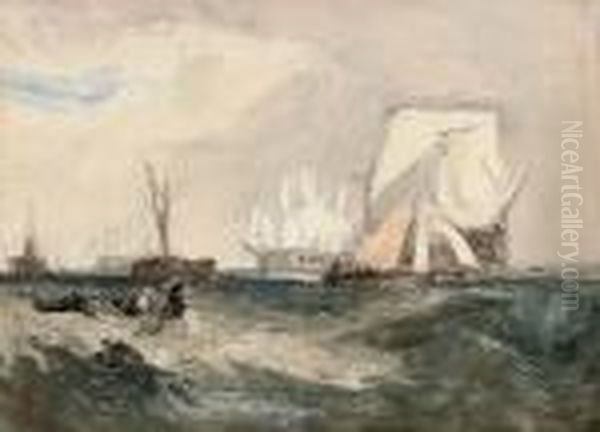 Homage To Turner: H.m.s. Indefatigable Off Spithead Oil Painting by Hercules Brabazon Brabazon