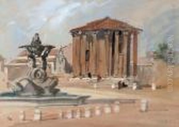 The Temple Of Vesta, Rome Oil Painting by Hercules Brabazon Brabazon