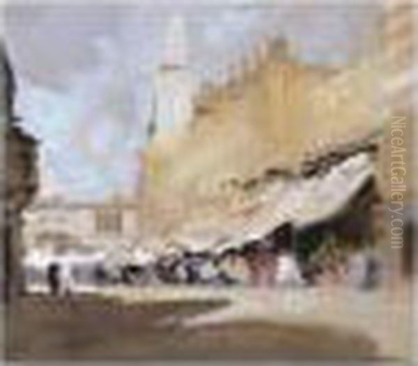 A Street Market In North Africa Oil Painting by Hercules Brabazon Brabazon