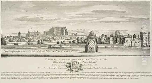 St Jamess Palace and part of the City of Westminster from the North Side of Pall Mall in 1660 Oil Painting by Wenceslaus Hollar