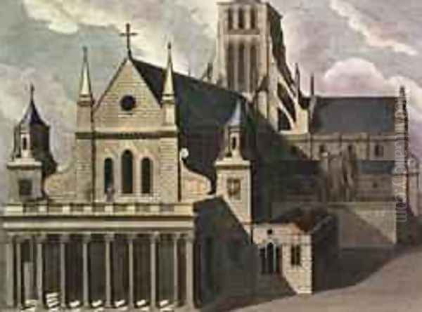 South side of Old St Pauls Cathedral Oil Painting by Wenceslaus Hollar