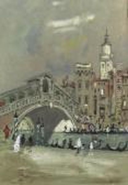 The Rialto Bridge, Venice Oil Painting by Hercules Brabazon Brabazon