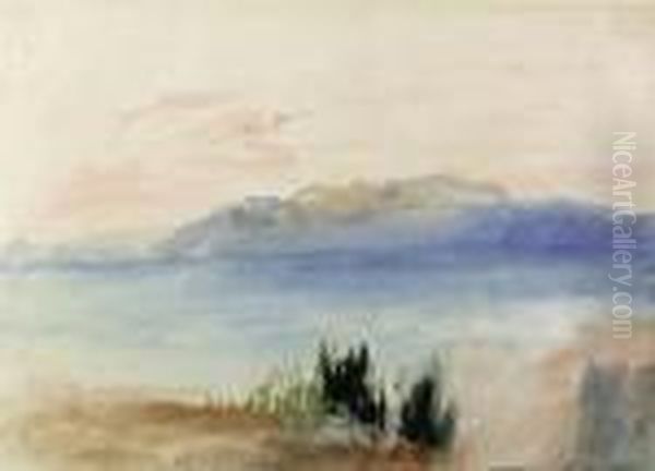 Lake Geneva And The Dent D'oche From Lausanne Oil Painting by Hercules Brabazon Brabazon