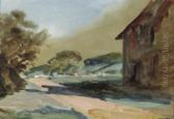 The Terrace At Oaklands, Sussex Oil Painting by Hercules Brabazon Brabazon