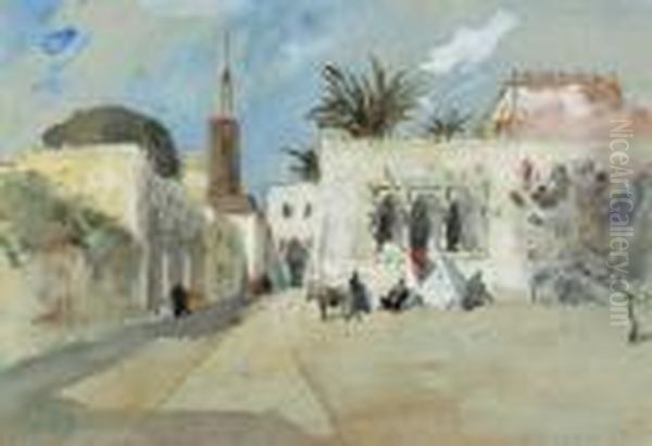 A Town Square, Fez, Morocco Oil Painting by Hercules Brabazon Brabazon