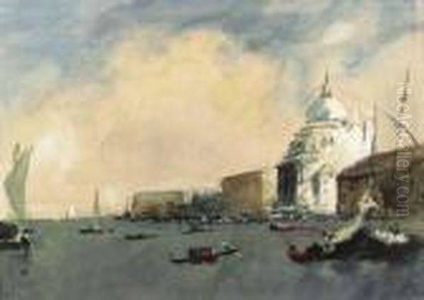 Study Of 'santa Maria Della Salute And The Dogana' Oil Painting by Hercules Brabazon Brabazon