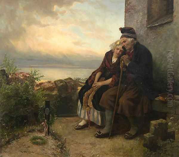 Mourning Their Loss Oil Painting by Carl Wilhelm Hubner