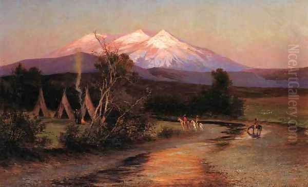 Sierra Blanca at Sunset Looking East from Palmilia, New Mexico Oil Painting by Edward Hill