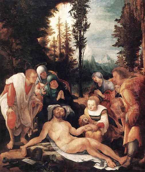 The Lamentation of Christ 1524 Oil Painting by Wolfgang Huber