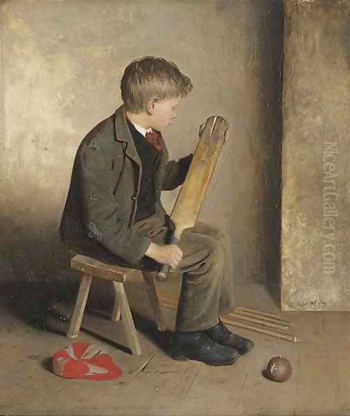 The Young Cricketer Oil Painting by Edward Holliday