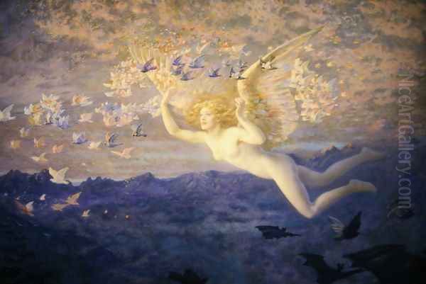 On the Wings of the Morning Oil Painting by Edward Robert Hughes