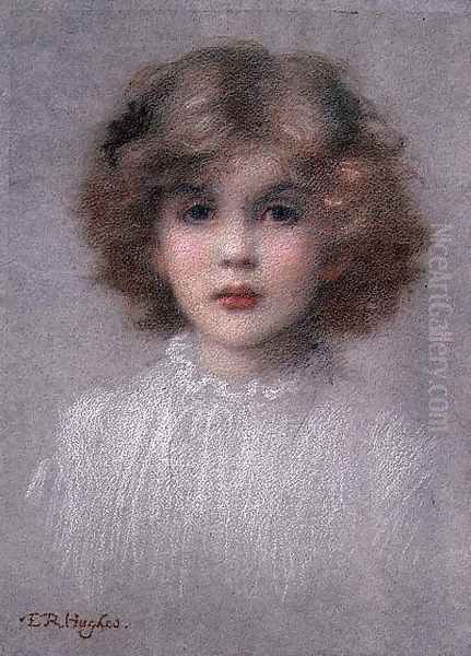 Portrait of a Young Girl Oil Painting by Edward Robert Hughes