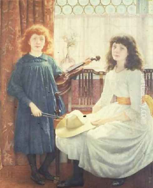 Bell and Dorothy Freeman Oil Painting by Edward Robert Hughes