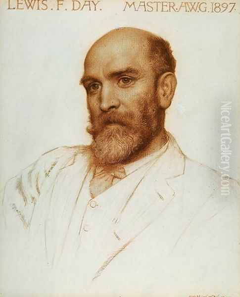 Lewis Foreman Day 1845-1910 designer Master of the Art Workers Guild in 1897 Oil Painting by Edward Robert Hughes