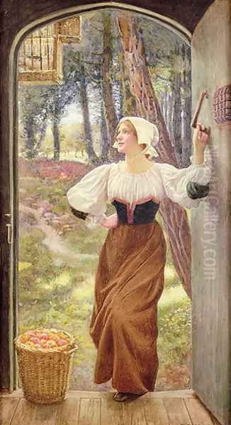 Tithe in Kind Oil Painting by Edward Robert Hughes