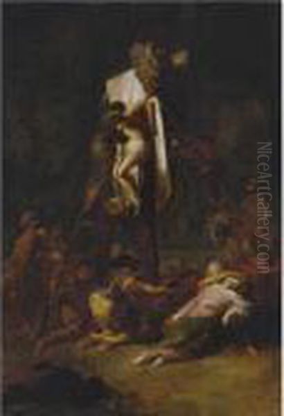 The Descent From The Cross Oil Painting by Leonaert Bramer