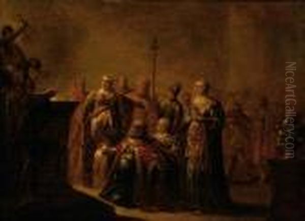 Salomon Worshipping The Idols Oil Painting by Leonaert Bramer