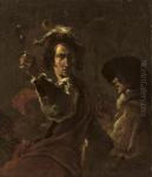 Two Soldiers Drinking And Smoking Oil Painting by Leonaert Bramer