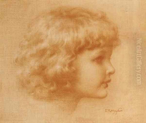 Head of a child Oil Painting by Edward Robert Hughes