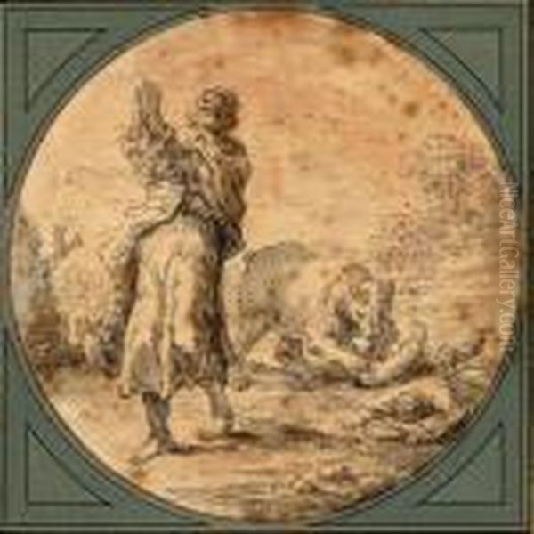 A Set Of 5 Drawings: Moses And 
The Burning Bush; David Slaying The Bear; The Rape Of Ganymede And Two 
Other Subjects Oil Painting by Leonaert Bramer