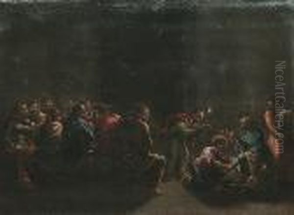 Christ Washing The Disciples' Feet Oil Painting by Leonaert Bramer