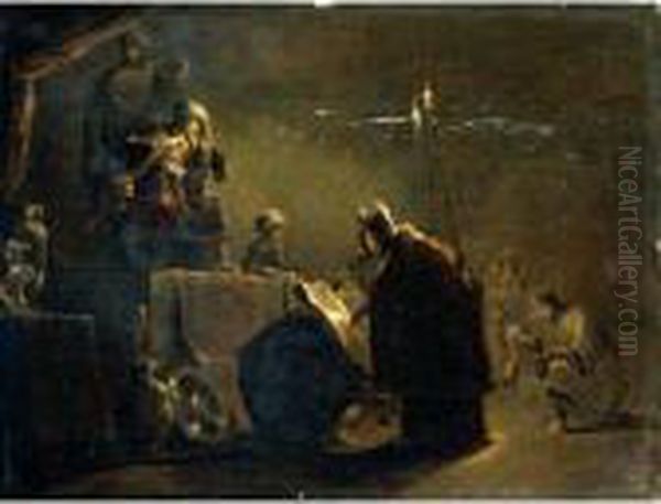 Shaphan Reading The Book Of Law To King Josiah Oil Painting by Leonaert Bramer