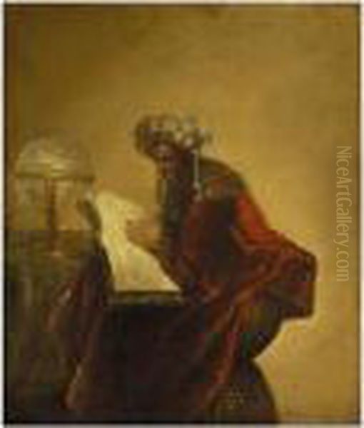 An Oriental Scholar Oil Painting by Leonaert Bramer