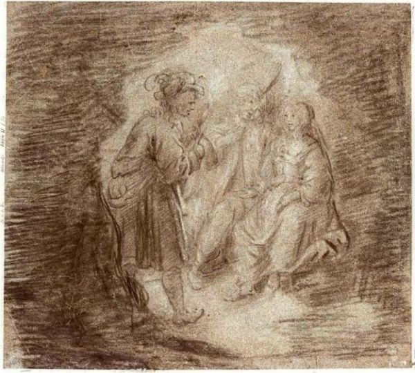 Recto And Verso: Two Episodes From The Story Of Hagar. Oil Painting by Leonaert Bramer