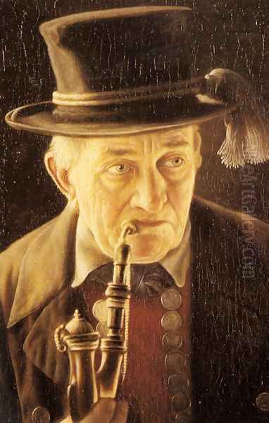 Portrait of an Elderly Swabian Man Oil Painting by Carl Heuser