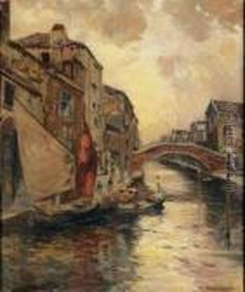 Canale Veneziano Oil Painting by Carlo Brancaccio