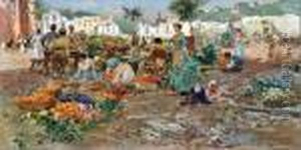 Mercato Rionale Oil Painting by Carlo Brancaccio