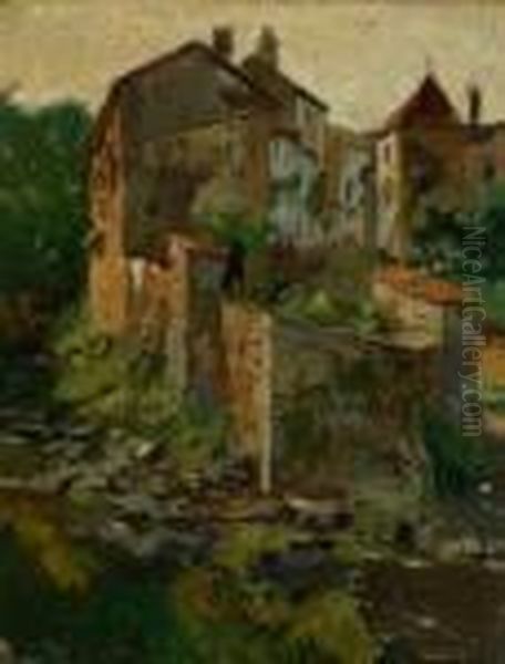 Village Sur La Riviere Oil Painting by Carlo Brancaccio