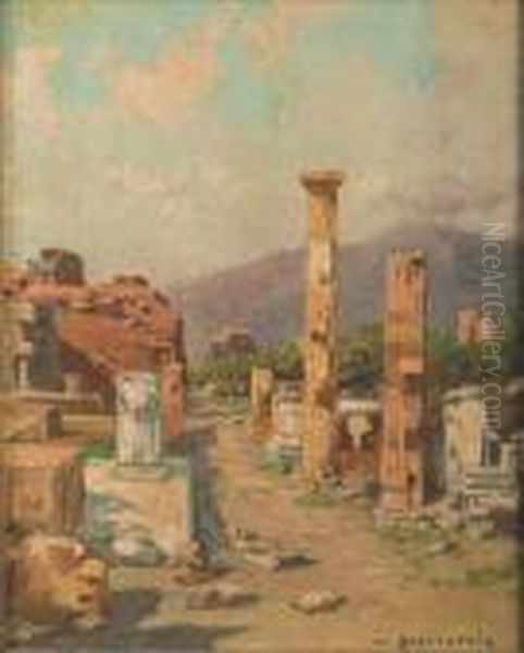 Vue De Pompei Oil Painting by Carlo Brancaccio