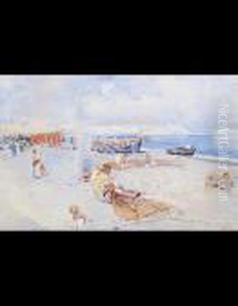 La Spiaggia Di Mergellina (lato Occidentale) Oil Painting by Carlo Brancaccio