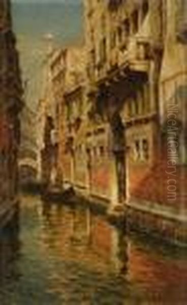 Sole Nel Canale A Venezia Oil Painting by Carlo Brancaccio