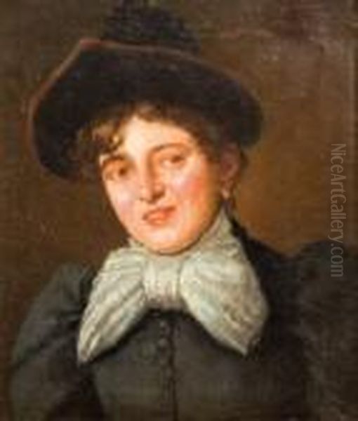 Portrait De Femme Oil Painting by Carlo Brancaccio