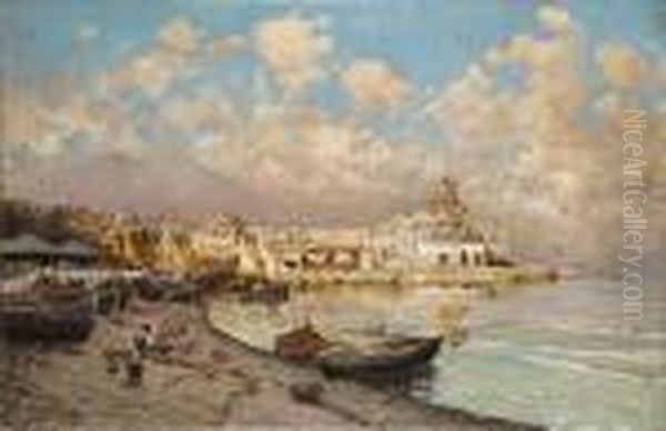 Veduta Di Procida Oil Painting by Carlo Brancaccio