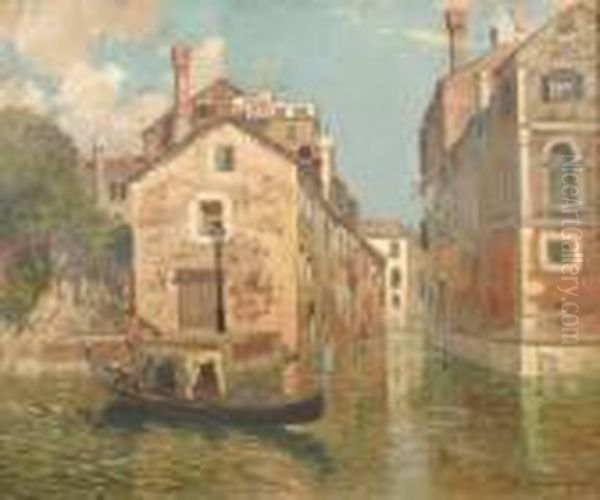 Angolo Di Venezia Con Gondoliere Oil Painting by Carlo Brancaccio