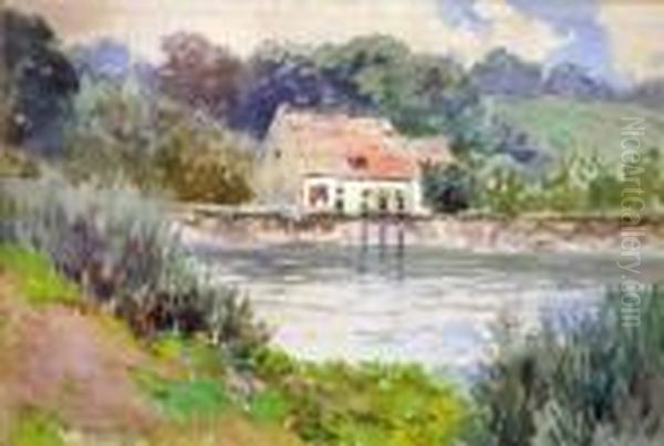 Les Bords De La Marne Oil Painting by Carlo Brancaccio