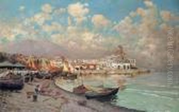 Mount Vesuvius From Procida Oil Painting by Carlo Brancaccio