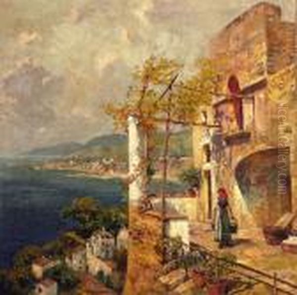 Terrazza Sulla Costiera Amalfitana Oil Painting by Carlo Brancaccio