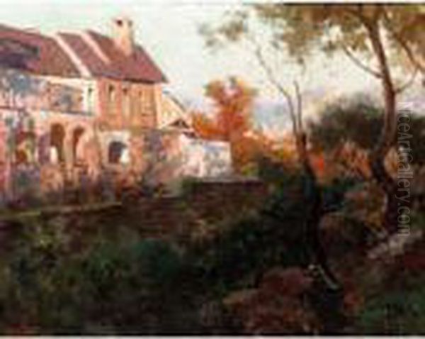 An Italian Villa Oil Painting by Carlo Brancaccio