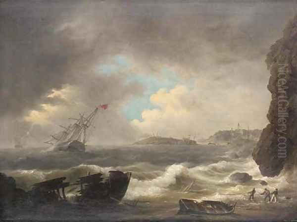 The aftermath of the Great Gale Oil Painting by Thomas L. Hornbrook